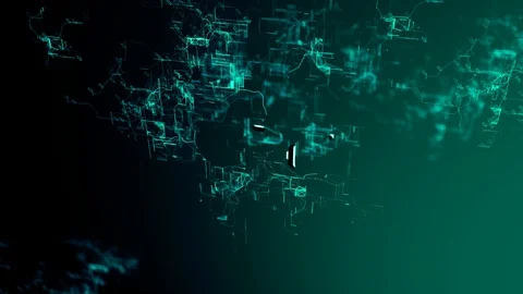 3D animation of the digital network. Text CPU Stock Footage 105966999
