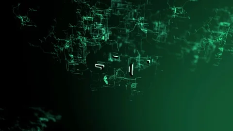 3D animation of the digital network. Text GPU Stock Footage 105967617
