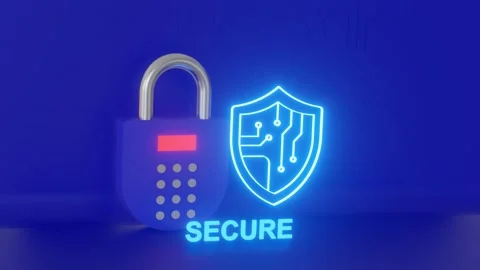 3D Animation of Digital Padlock and Cybersecurity Shield Stock Footage 324624246