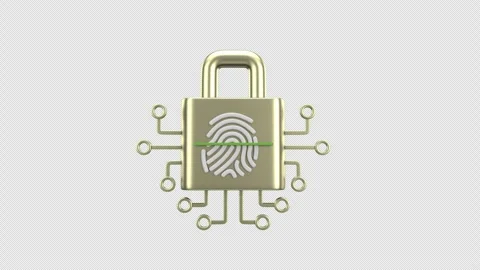 3d animation digital Padlocks security through biometrics, depicting a fing.. Stock Footage 308379570