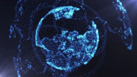 3d animation of a digital planet Earth in neon light. Stock Footage 86655618