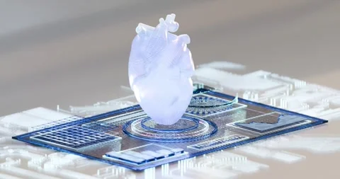 3D animation  digital tablet containing medical data information heart  spin Stock Footage 310306052