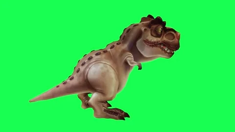 3D animation of a dinosaur chewing in the forest in Chromaki green screen Video stock 245358355