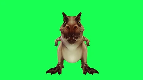 3D animation of a dinosaur looking at a chromakey green screen Stock Footage 245358361