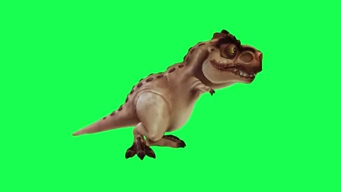 3D animation of a dinosaur playing in the forest in Chromaki green screen Видео 245358381