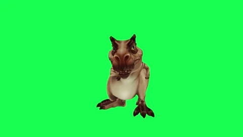 3D animation of a dinosaur running around in the forest in Chromaki green screen Видео 245358380