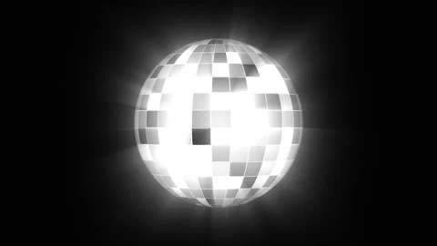3D animation of a disco ball spinning against a black background, creating a  Stock Footage 276497273
