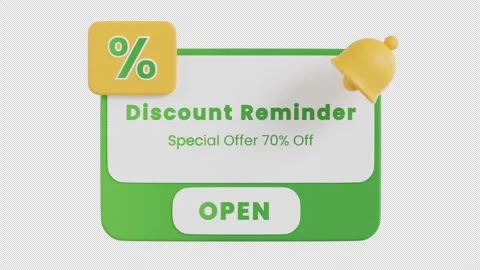 3D Animation of Discount Reminder Button Stock Footage 293487327