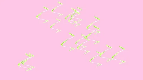 3D animation displaying multiple neon-green glowing spiral line Stockbeeldmateriaal 338388111