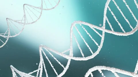 3D animation of DNA  on blue background. Hologram blue glowing rotating DNA Stock Footage 158444337