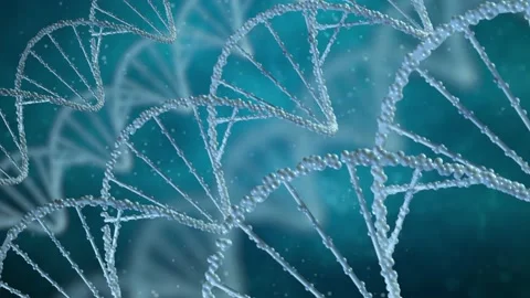 3D animation of DNA  on blue background. Hologram blue glowing rotating DNA Stock Footage 170328481