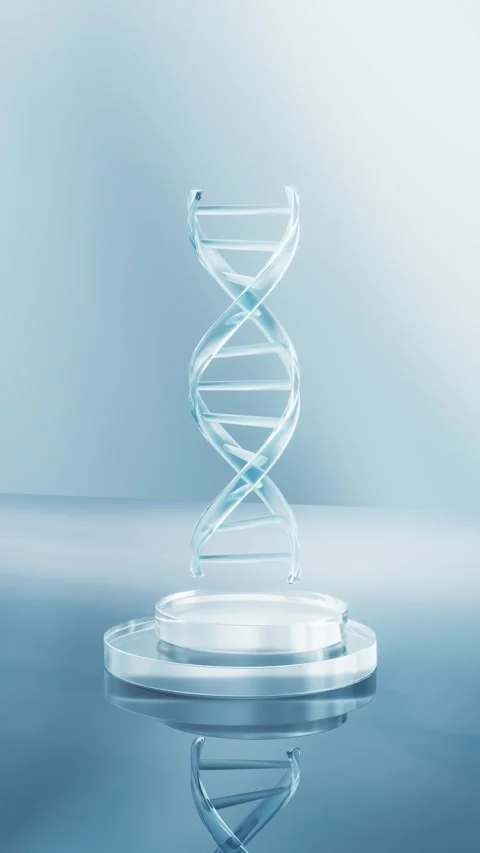 3D animation DNA helix spinning on podium science concept healthcare medica.. Stock Footage 332385707