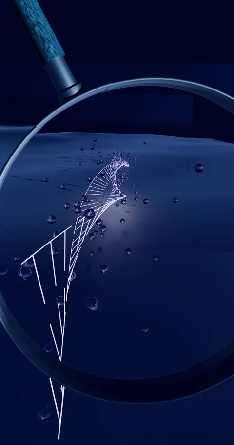 3d animation of dna strand seen through magnifying glass Stock Footage 332516195