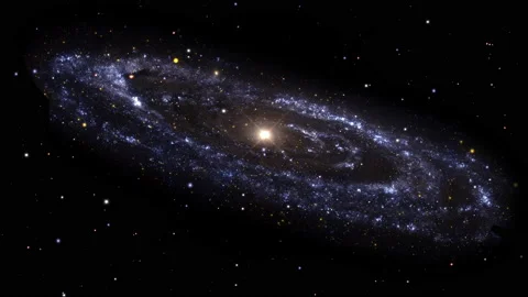 3D Animation: Dolly push forward Andromeda spiral galaxy on starry Stock Footage 136112014