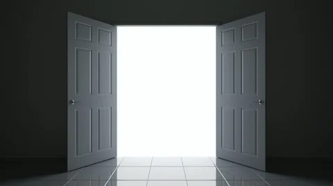 Doors Opening In A Dark Room - Stock Motion Graphics