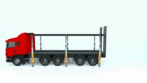 3D Animation Double-Decker Car Carrier Truck Hydraulic Ramp Movement 4K Stock Footage 333843239