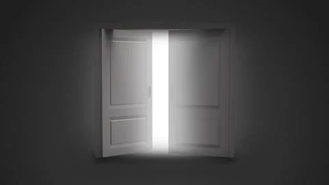 3D Animation Double Door Opening to Bright Light 스톡 동영상 301249038
