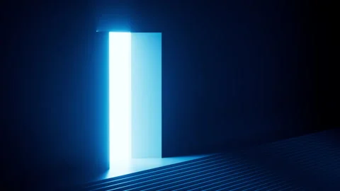 Doors Opening In A Dark Room - Stock Motion Graphics