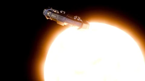 A 3d animation of a Dyson Ring space station rotating around sun. Stock Footage 328901407