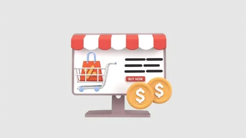 3d animation e-commerce concept, showcasing online shopping with a shopping.. Stock Footage 308382360