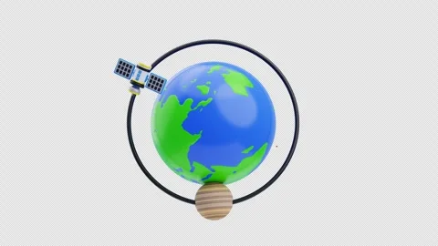3D Animation of Earth with orbiting satellite Stock Footage 312442467