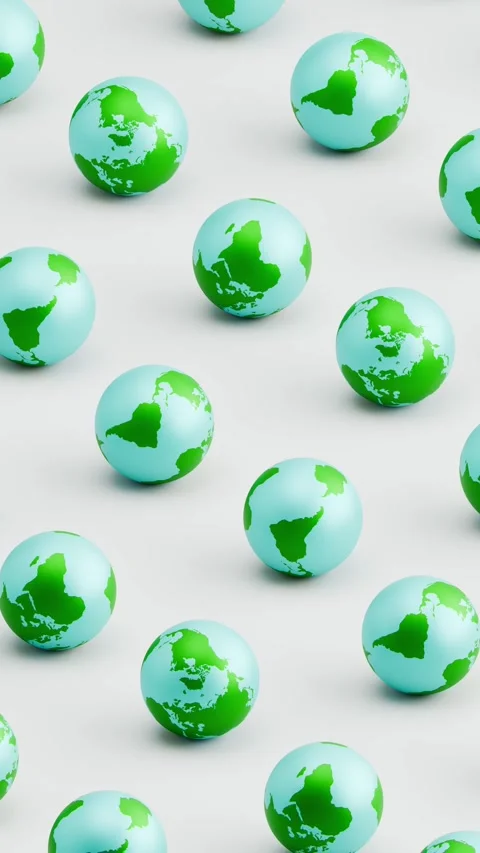 3D Animation of Earth Planets Rolling on Gray Background, Vertical Pattern Loop Stock Footage 337291836