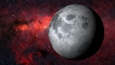 3D Animation of Earth's Moon with Red Galactic Background Stock Footage 101095545