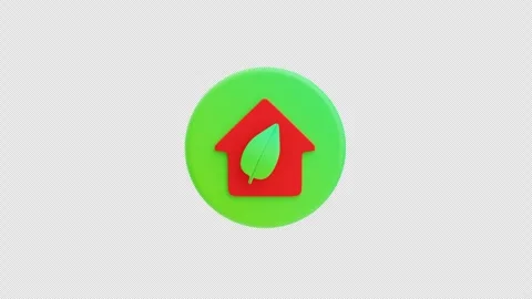 3D Animation of Eco friendly home icon with green leaf symbol Stock Footage 331689720