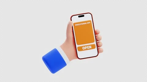 3D Animation of Educational App on Smartphone Stock Footage 311305954