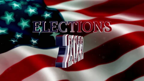 3D animation for Elections 2022, U.S midterms with US flag in the background Stock Footage 169919105