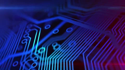 3D animation of electronic circuit board close up. Digital integrated network Stock Footage 154931245