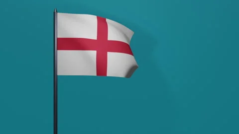 3D animation of England flag waving in the wind on a blue background. Stock Footage 208767205