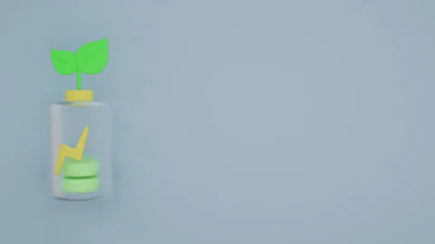 3d animation of an environmentally friendly battery Video stock 273250370