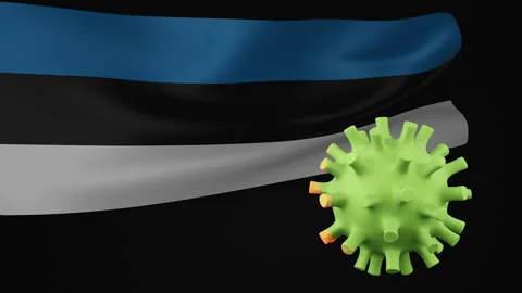 3D animation of Estonia flag of disappearance of the covid virus Stock Footage 172460976