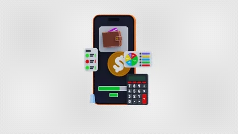 3d animation of Expense tracking app with financial analytic Stock Footage 341928175