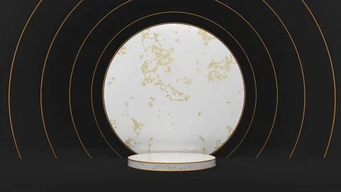 3D animation of an expensive podium made of white and gold marble Stock Footage 148810899