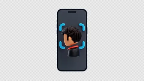3D Animation of Face scan authentication on smartphone Stock Footage 321634201