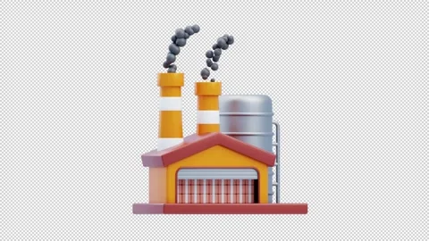 3D Animation of Factory Building Stock Footage 293206403