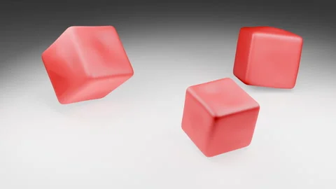 3D animation of the falling and rebounding motion of three red cubes Stock Footage 309833802