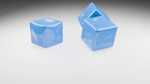 3D animation of the falling and rebounding motion of three blue cubes Stock Footage 309833803