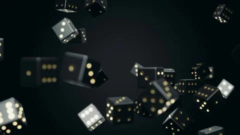 3D animation of falling black dice on a black background. Stock Footage 293726013