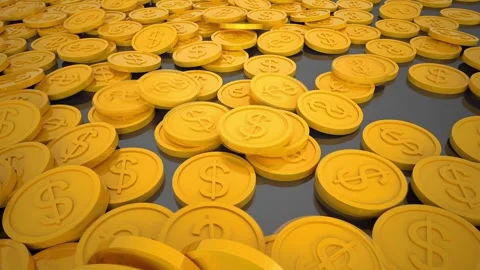3d animation of falling gold coin	 Stock Footage 296617625