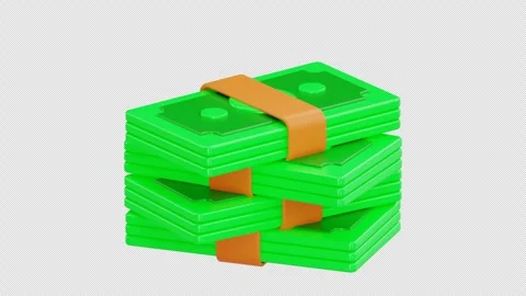 3D Animation of Falling Money Stacks, Alpha Channel Stock Footage 313165645