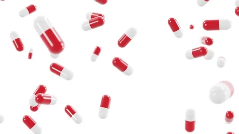 3D animation of the falling red and white medicine pills rendered in UHD Stock Footage 148207695