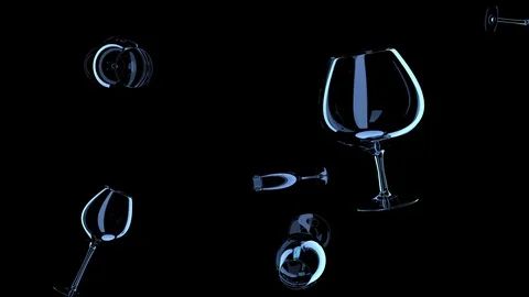 3d animation of falling wineglass on a black background. Stock Footage 123307973