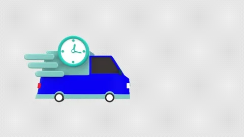 3d animation fast delivery car with a clock symbolizing express shipping or.. Stock Footage 310163211