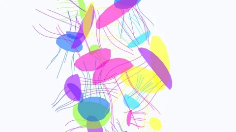 3D animation featuring abstract, translucent jellyfish-like forms Stock Footage 337970601
