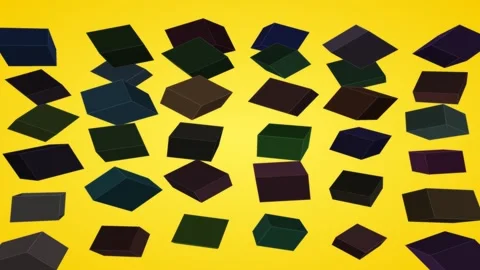 3D animation featuring a cascading grid of dark Vidéo 338206639