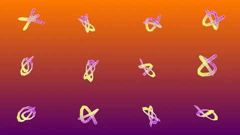 3D animation featuring a grid of interlocking knot-like wireframe structures 動画素材 338388137