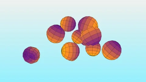 3D animation featuring a group of wireframe spheres Stock Footage 338388076